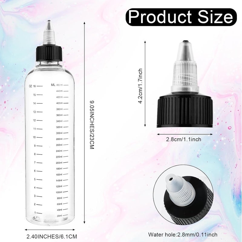 COMNICO 2 Pack Applicator Bottle for Hair 16.9oz Soft Squeeze Empty Oil Dispenser Hair Color Applicator Root Hair Dye PET Plastic Refillable Bottles for Salon Sylist with Graduated Scale and Twist Top - Image 2